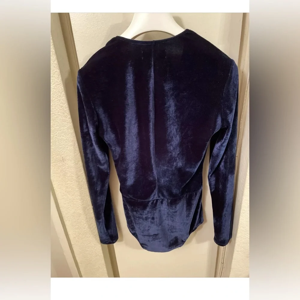 Reformation Womens Size s blue Velvet Avalon Long Sleeve Bodysuit - Picture 7 of 7